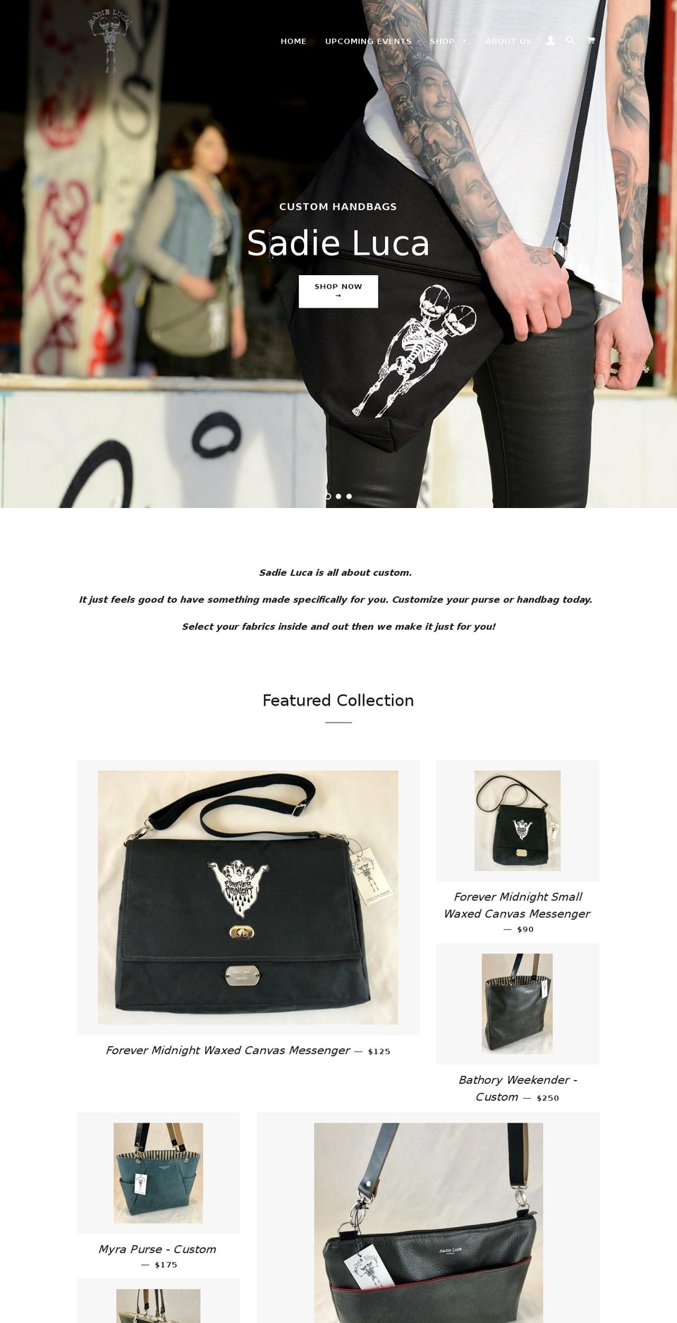 sadieluca.com — Shopify storefront screenshot