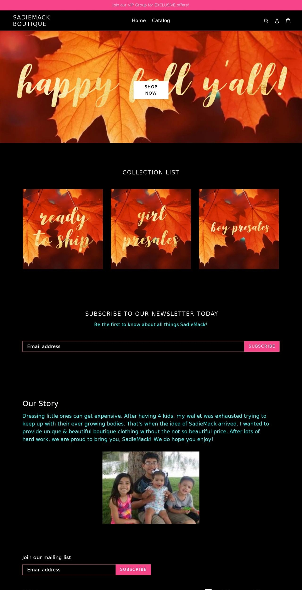 sadiemackboutique.com shopify website screenshot