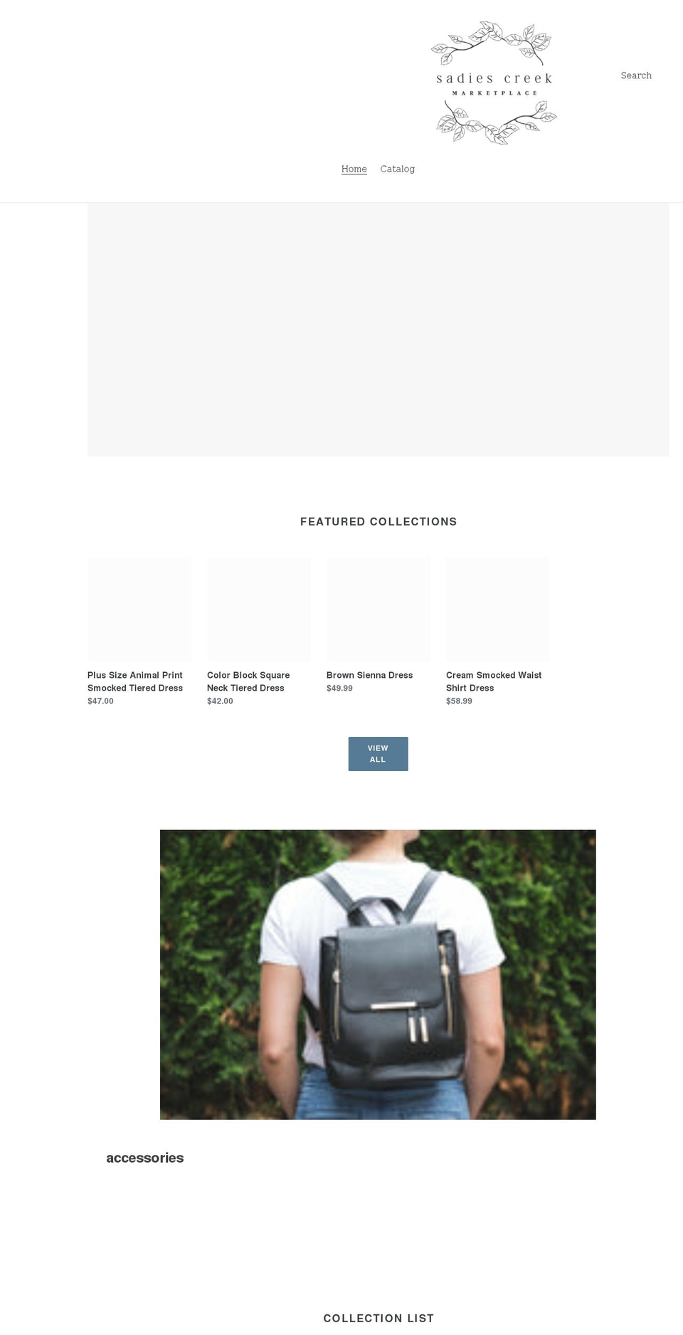 sadiescreekmarketplace.com shopify website screenshot