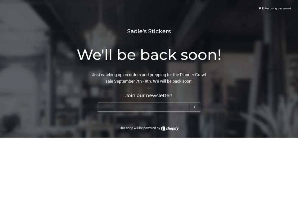 sadiesstickers.com shopify website screenshot