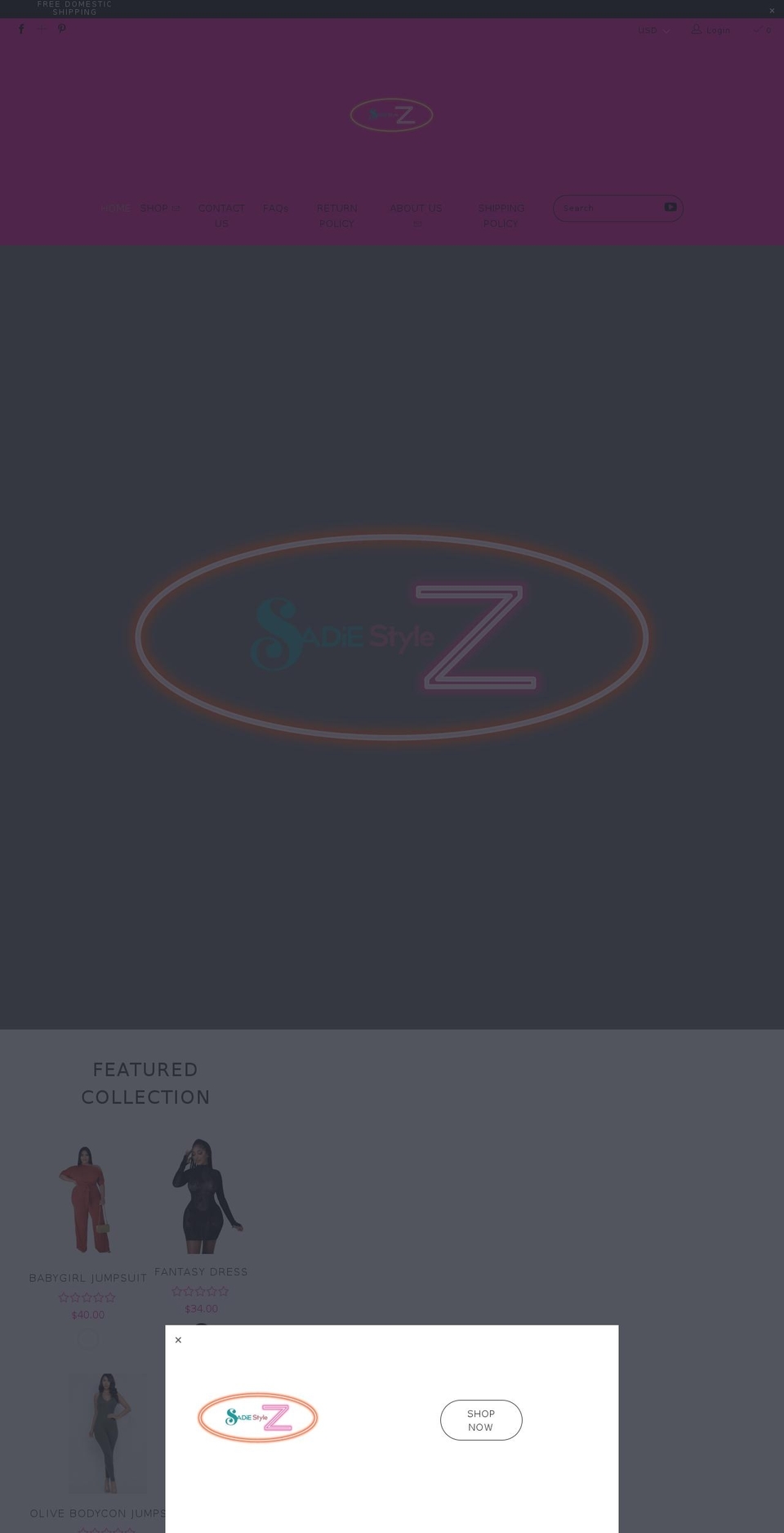 sadiestylezbeautycare.com shopify website screenshot