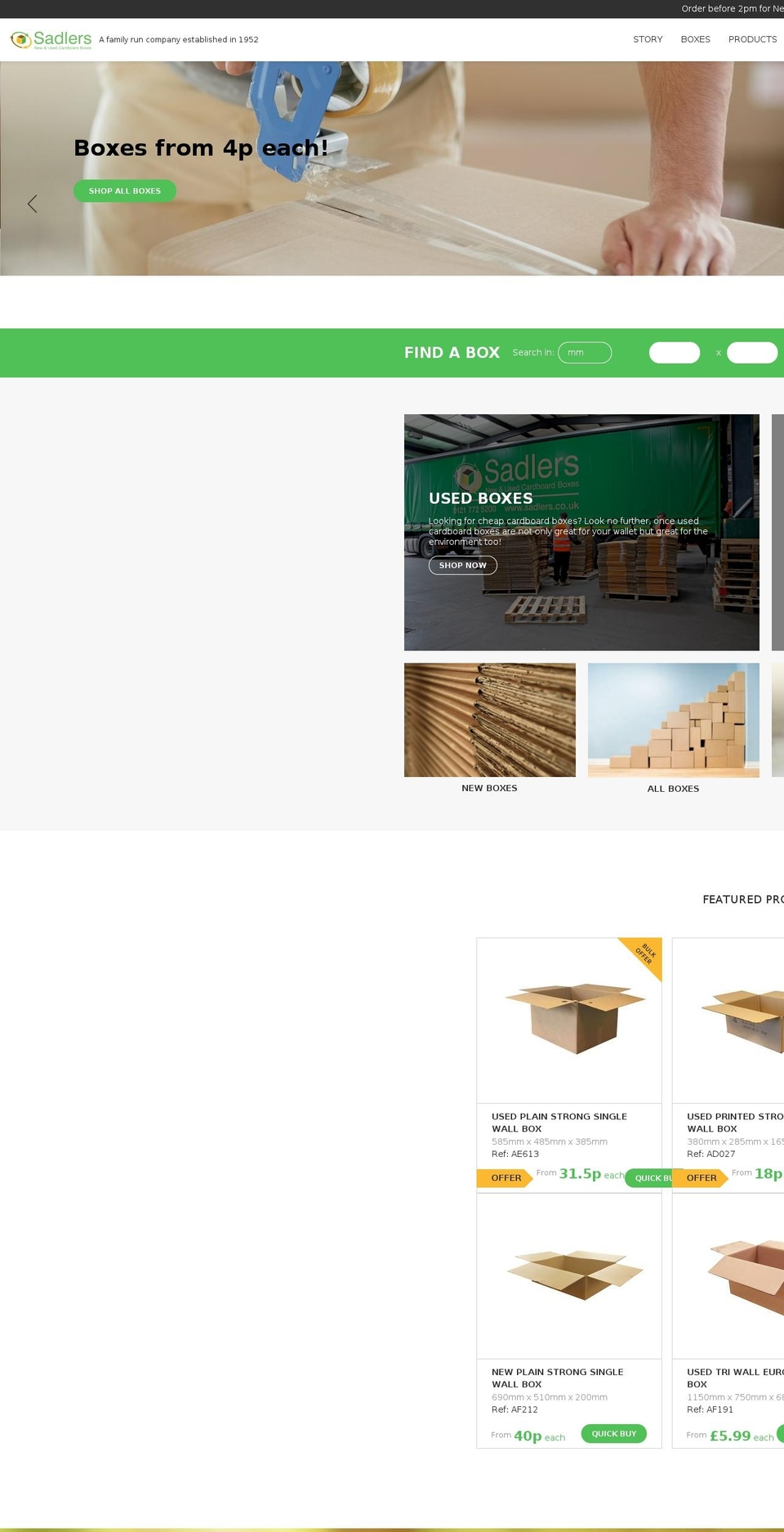 sadlers.co.uk shopify website screenshot