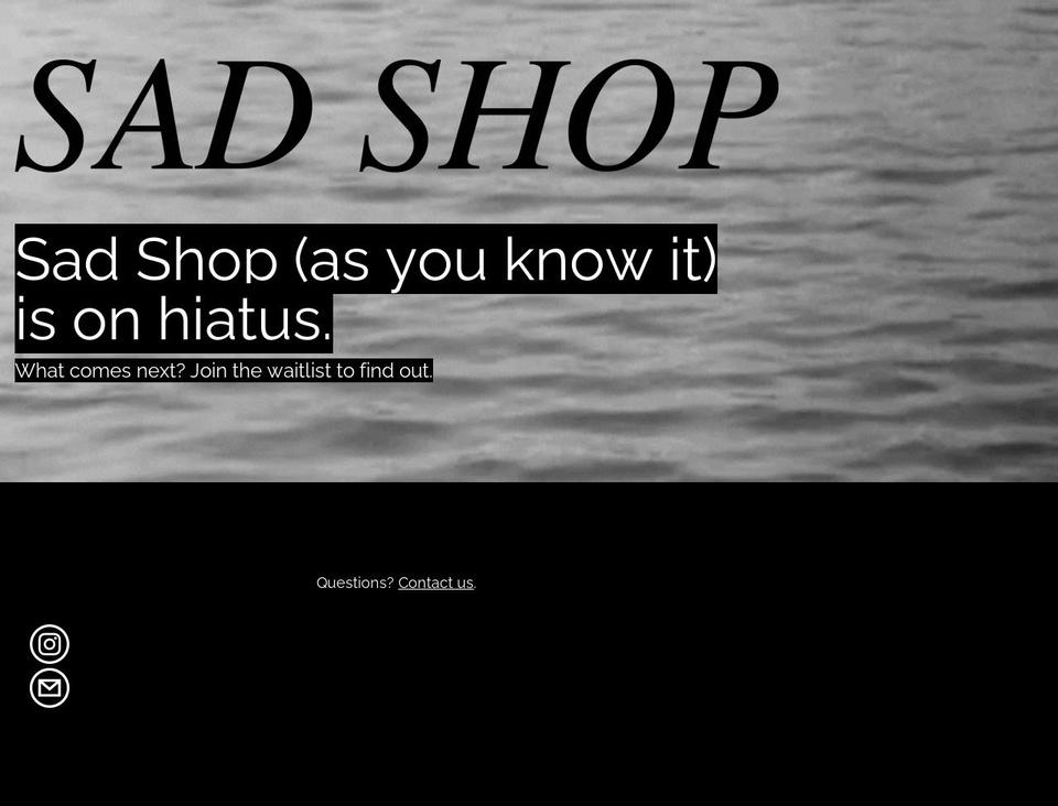 sadshop.co shopify website screenshot