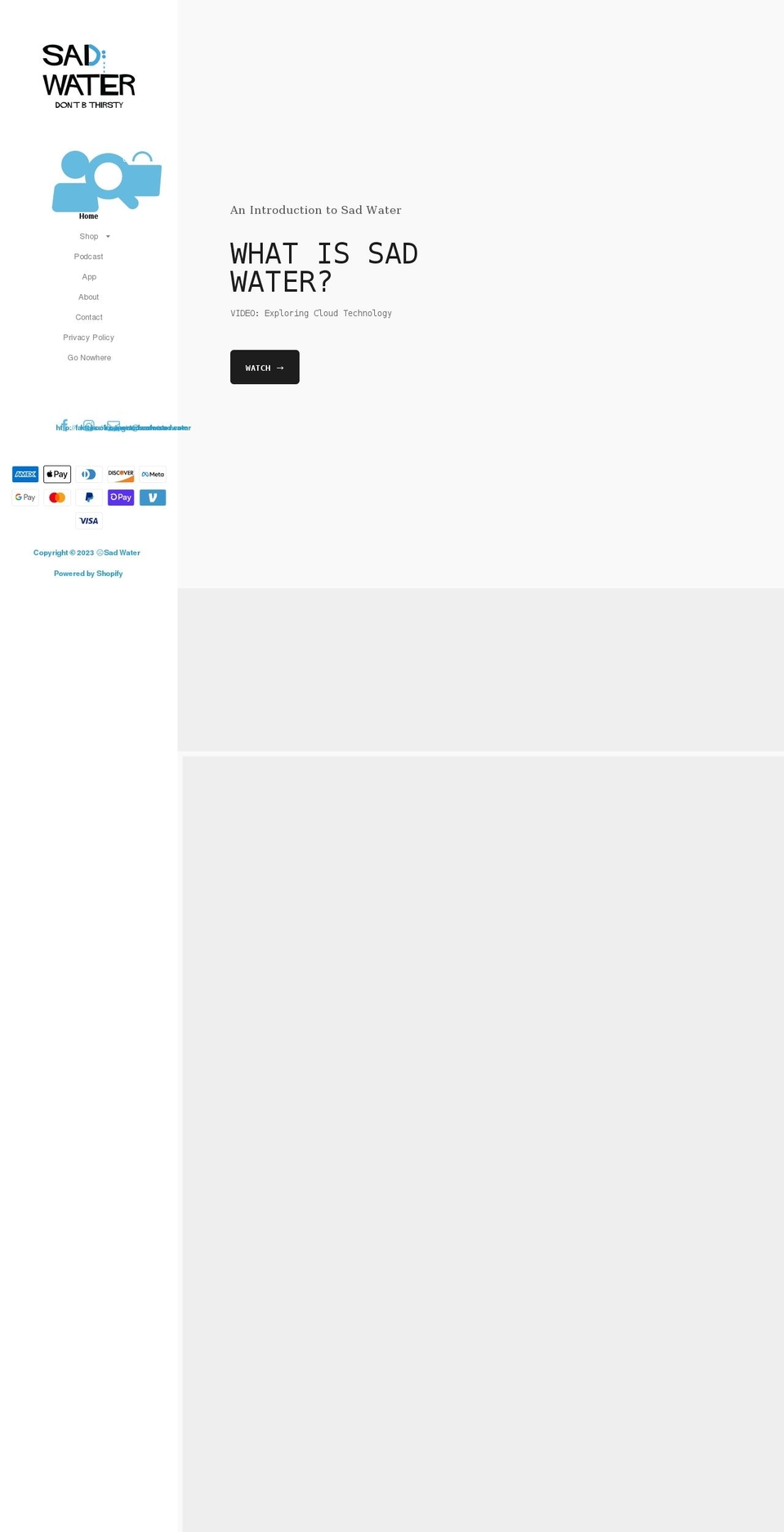 sadwater.com — Shopify storefront screenshot