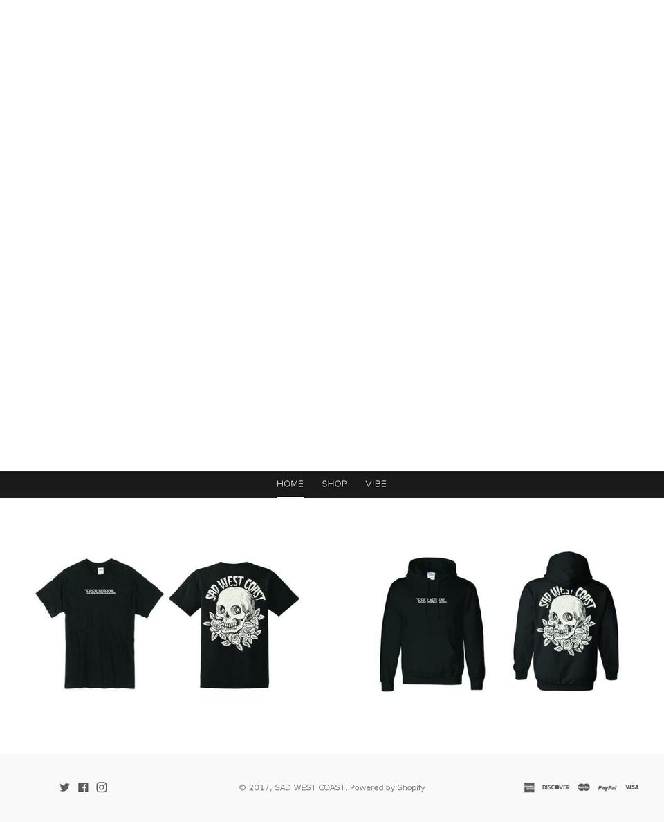 sadwestcoast.com shopify website screenshot