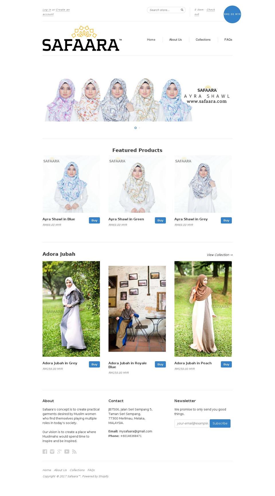 safaara.com shopify website screenshot