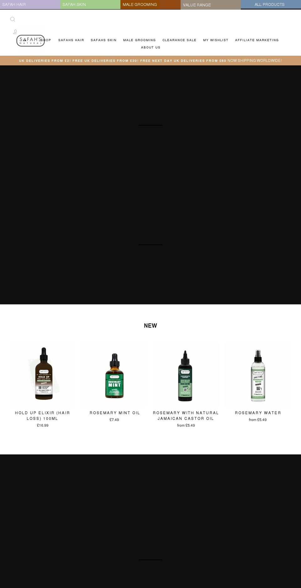 safahsnatural.com shopify website screenshot