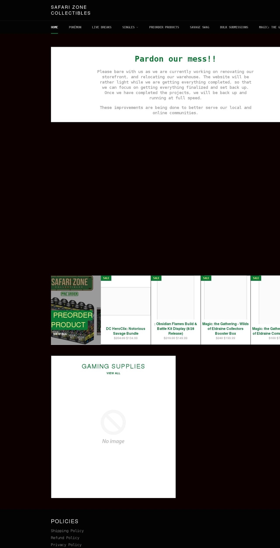 safari-zone.com shopify website screenshot
