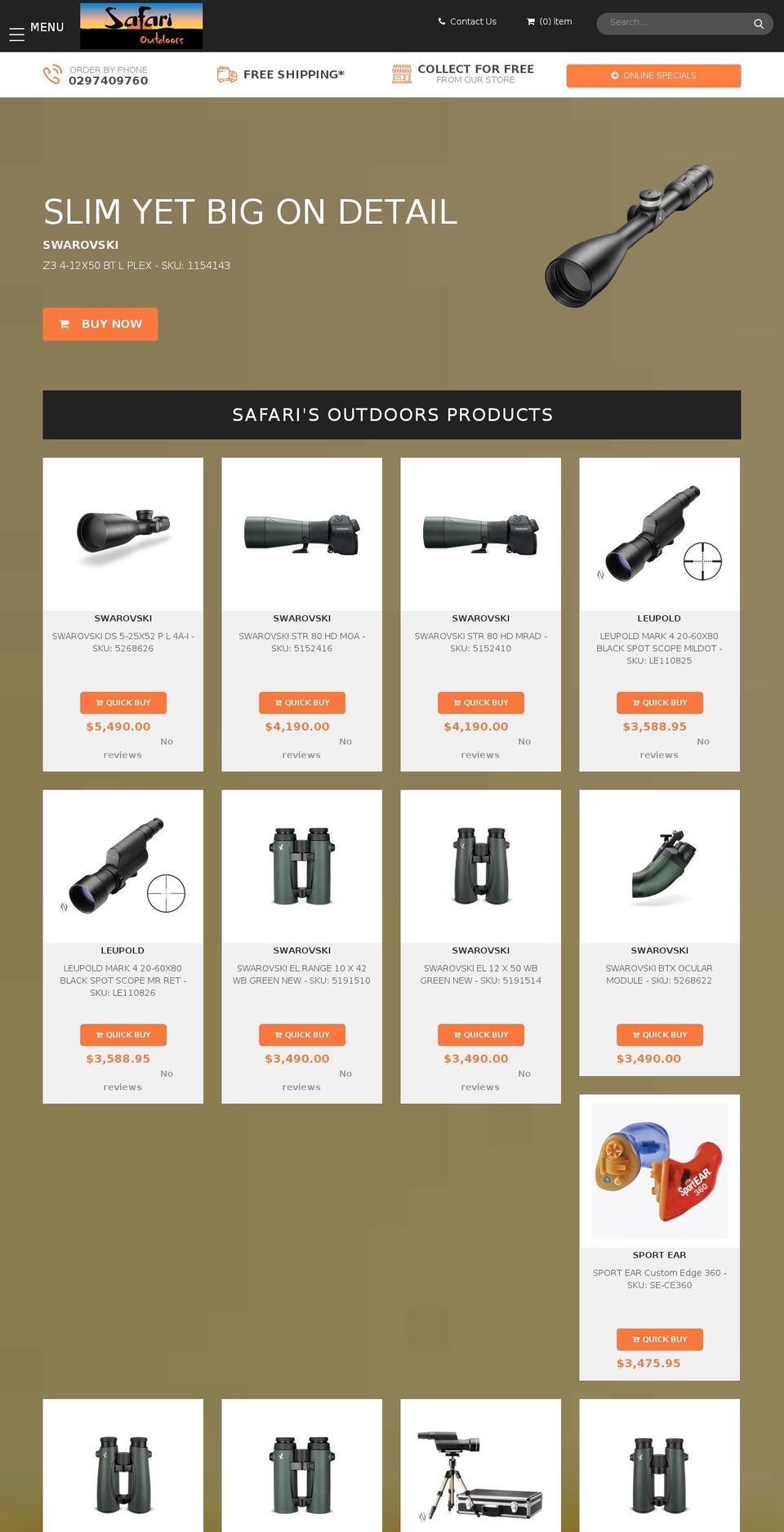 safarioutdoors.com.au shopify website screenshot