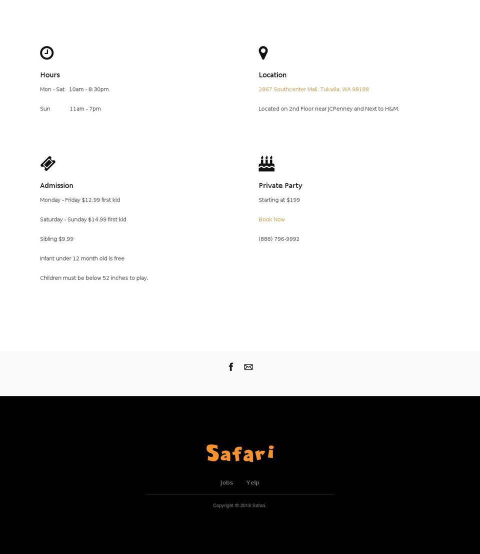 safariplayspace.com shopify website screenshot