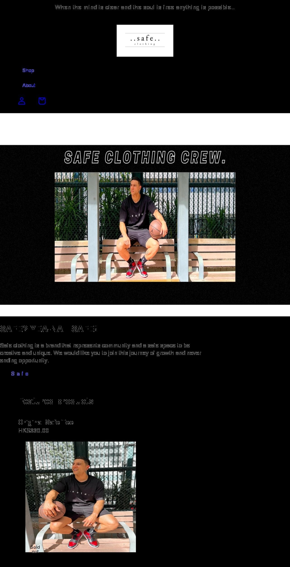 safe-clothing.com shopify website screenshot