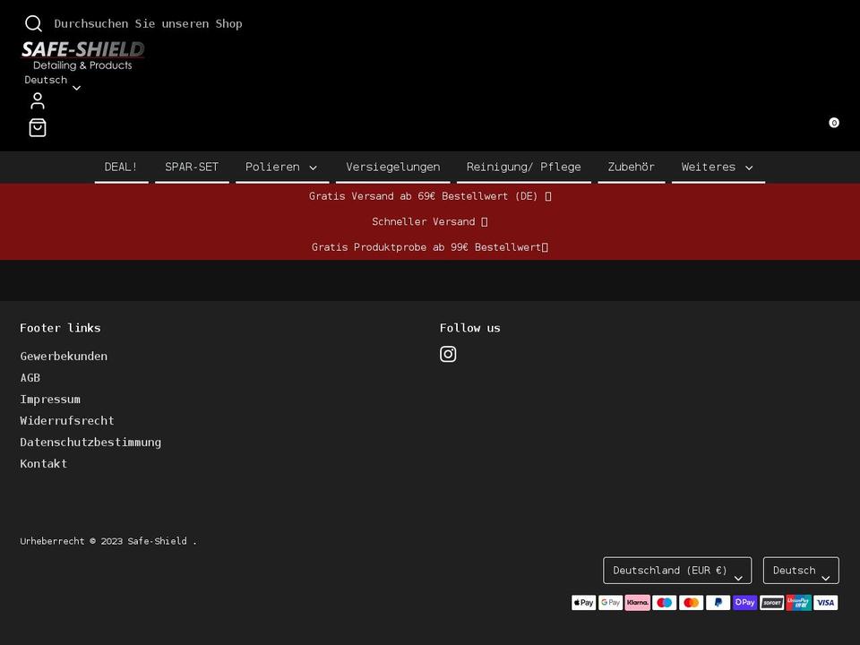 safe-shield.eu shopify website screenshot