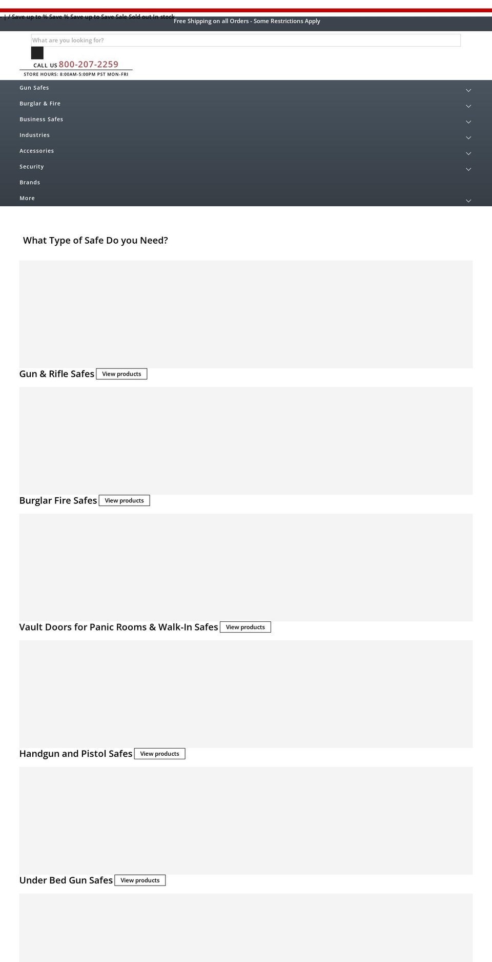 safeandvaultstore.ca shopify website screenshot