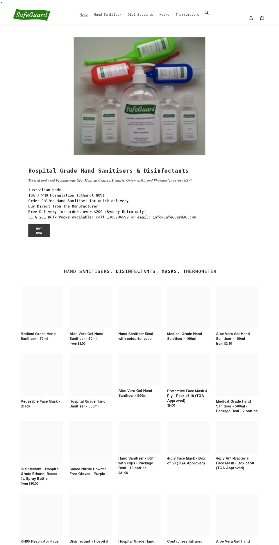 safeguardau.com shopify website screenshot