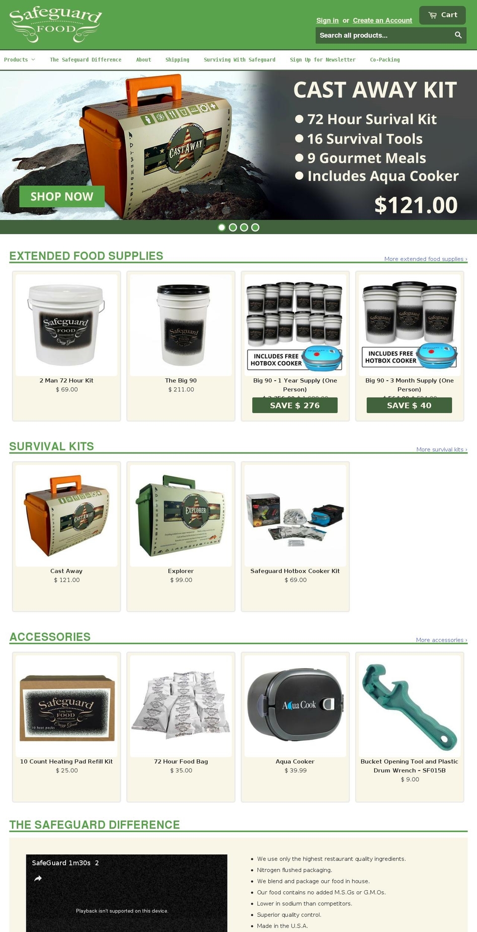 safeguardfood.com shopify website screenshot