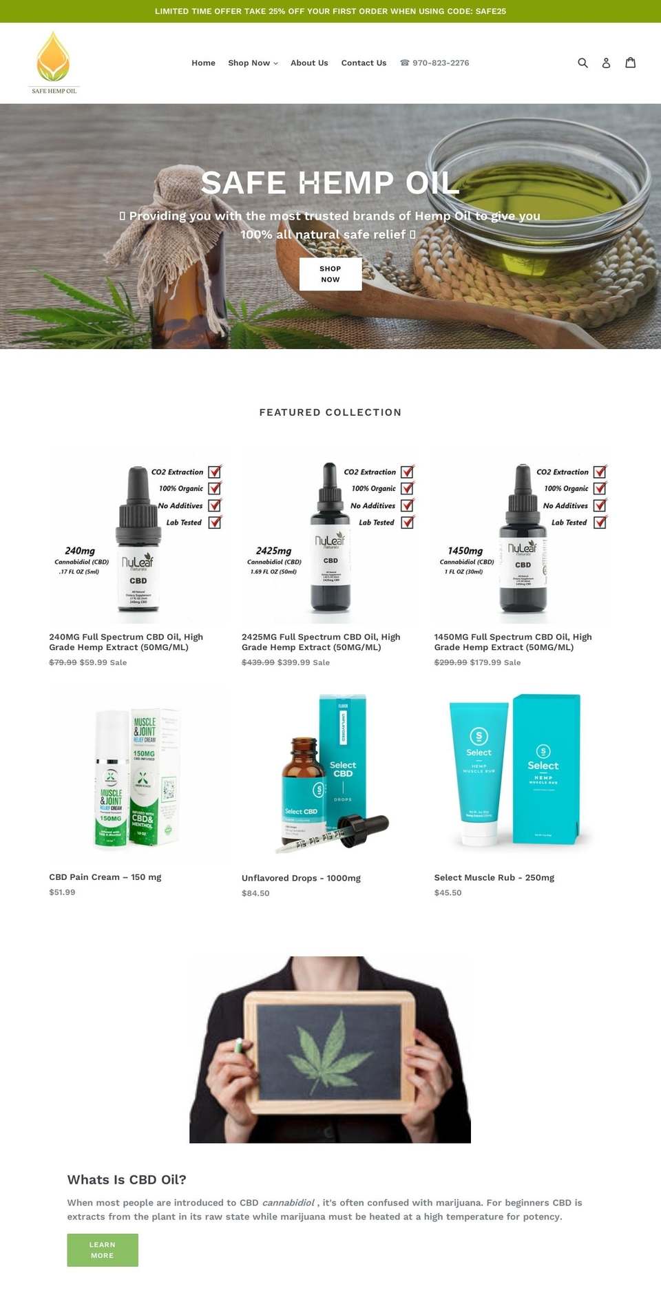 safehempoil.com shopify website screenshot