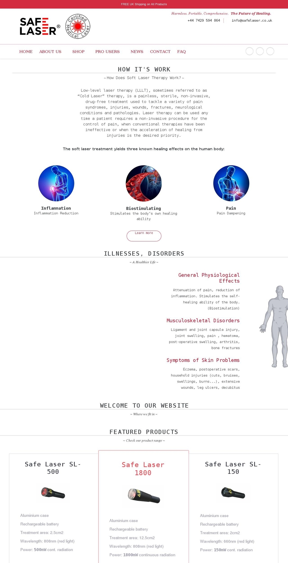 safelaser.co.uk shopify website screenshot