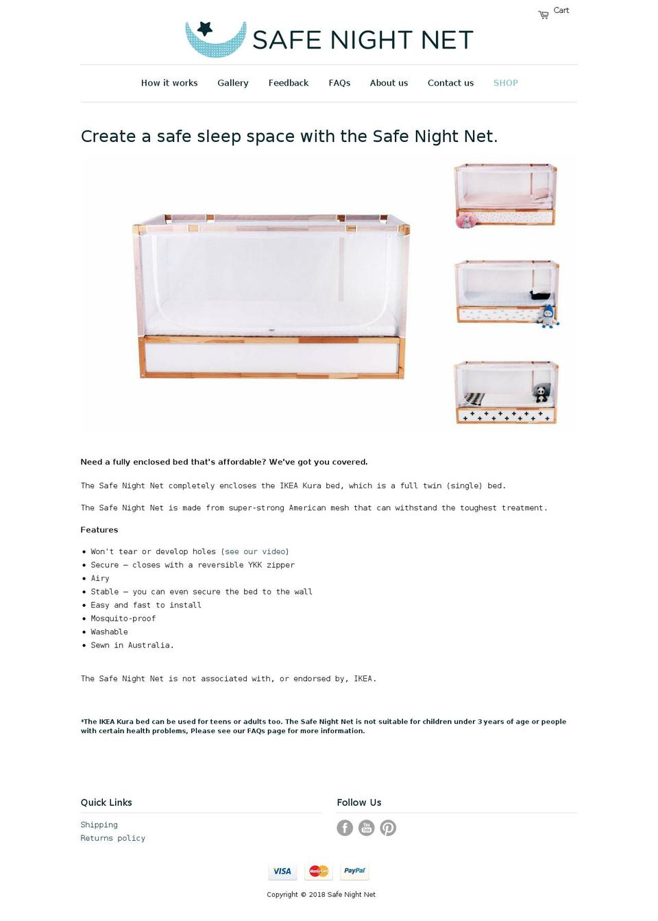 safenightnet.com shopify website screenshot