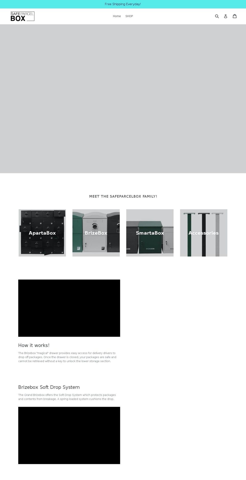 safeparcelbox.com — Shopify storefront screenshot