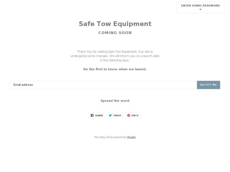 safetowequipment.com shopify website screenshot