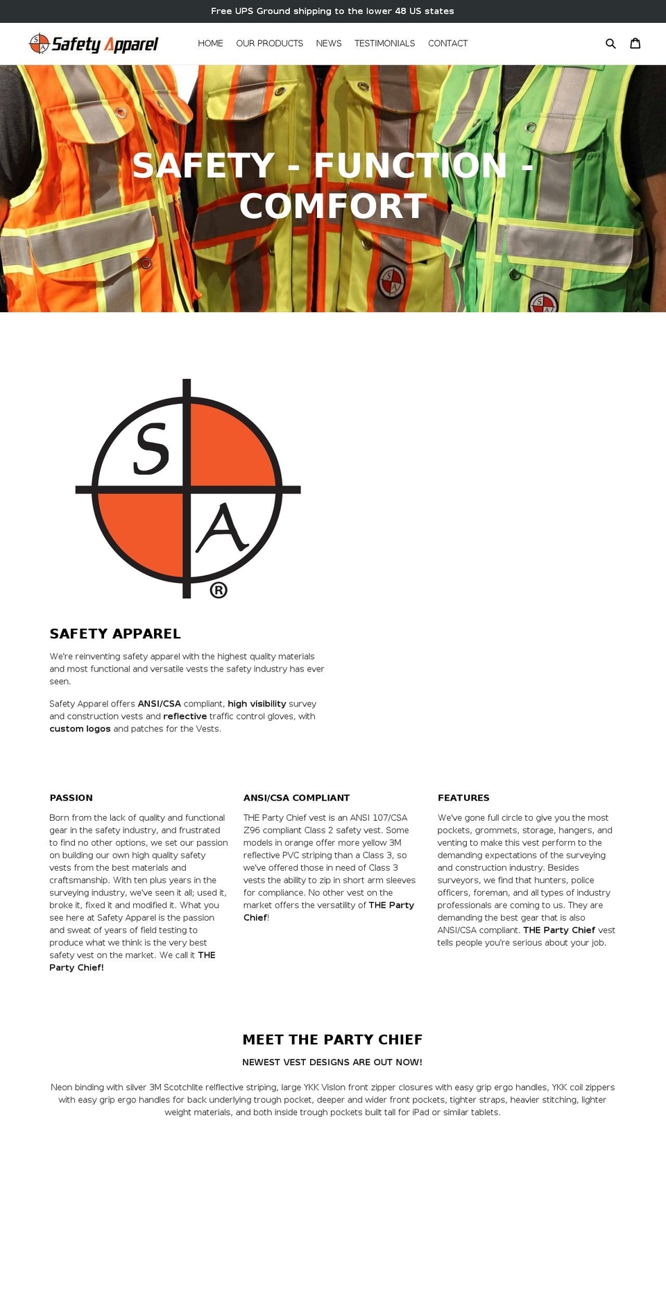 safety-apparel.us shopify website screenshot