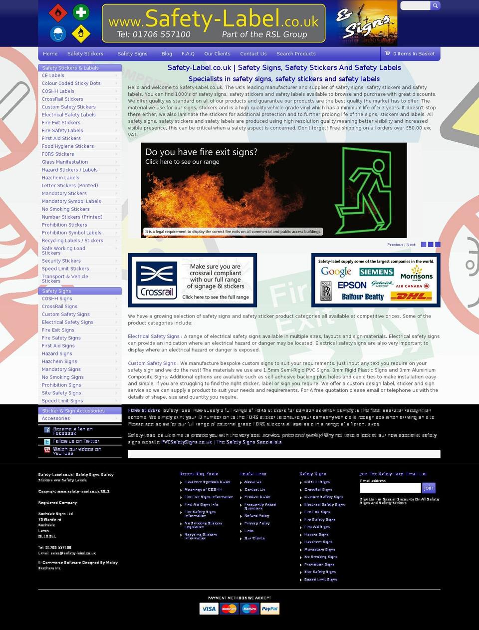 safety-label.co.uk shopify website screenshot