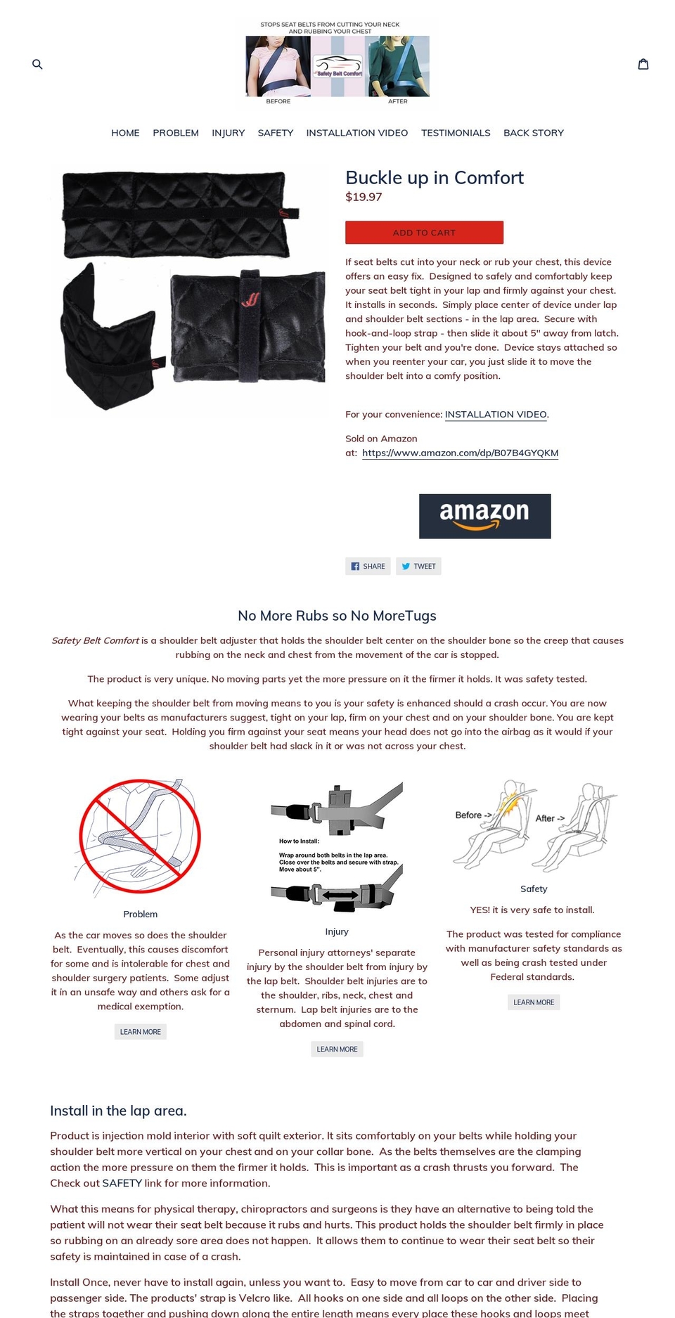 safetybeltcomfort.com — Shopify storefront screenshot