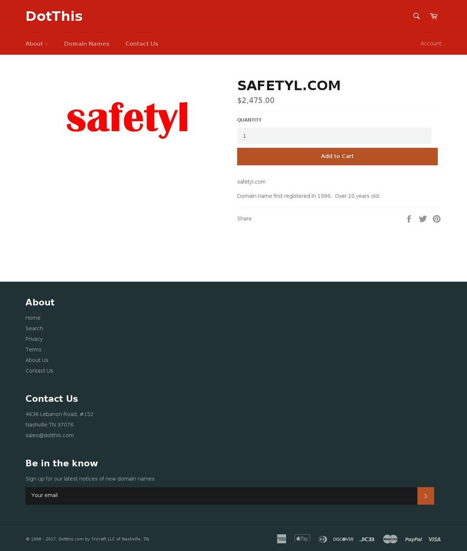 safetyl.com shopify website screenshot