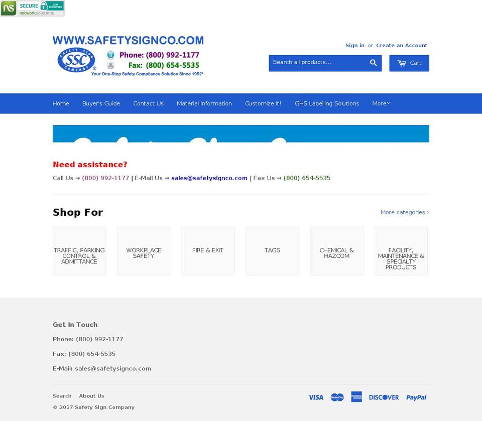 safetysignco.com shopify website screenshot