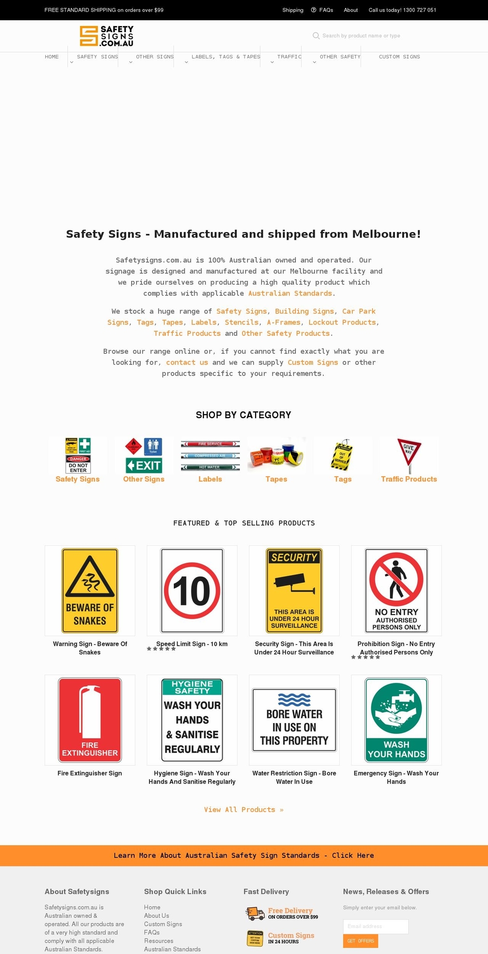 safetysigns.com.au shopify website screenshot