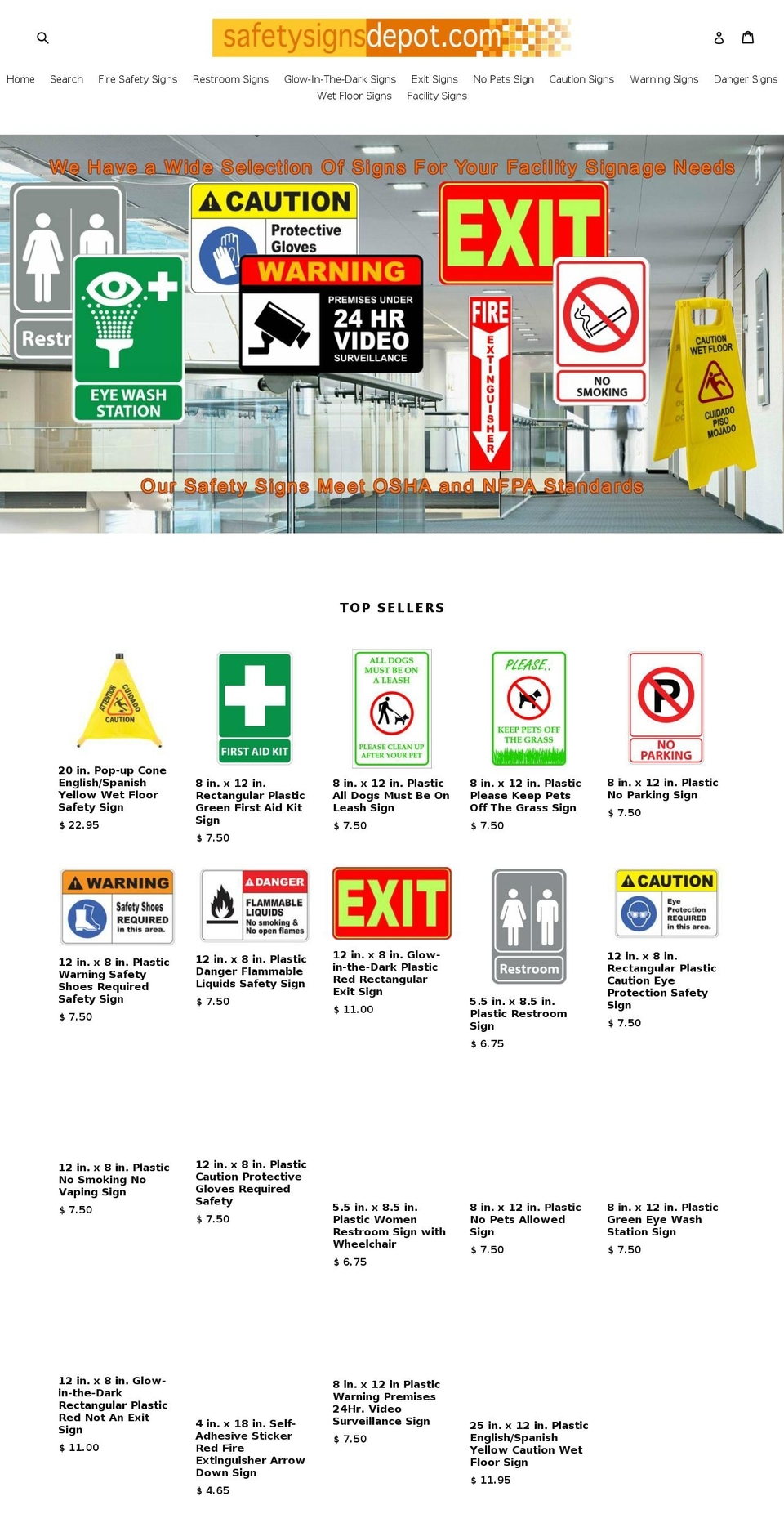 safetysignsdepot.com shopify website screenshot