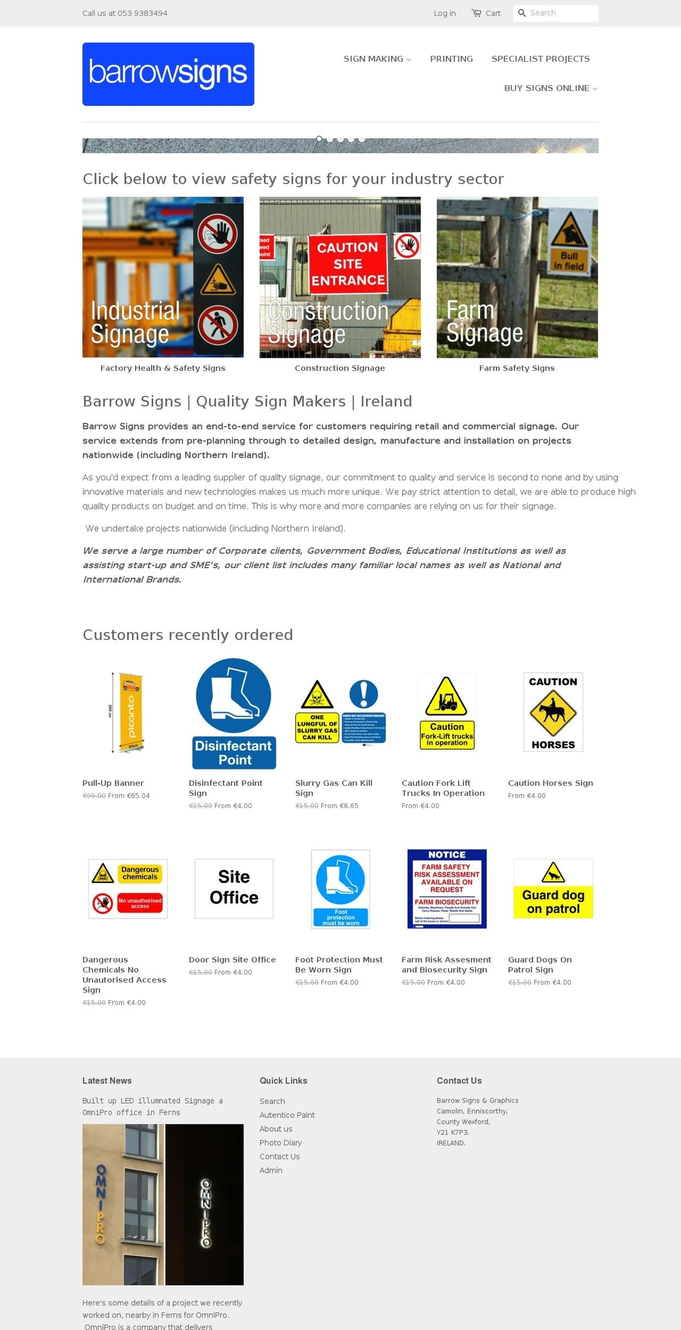 safetysignsireland.com shopify website screenshot