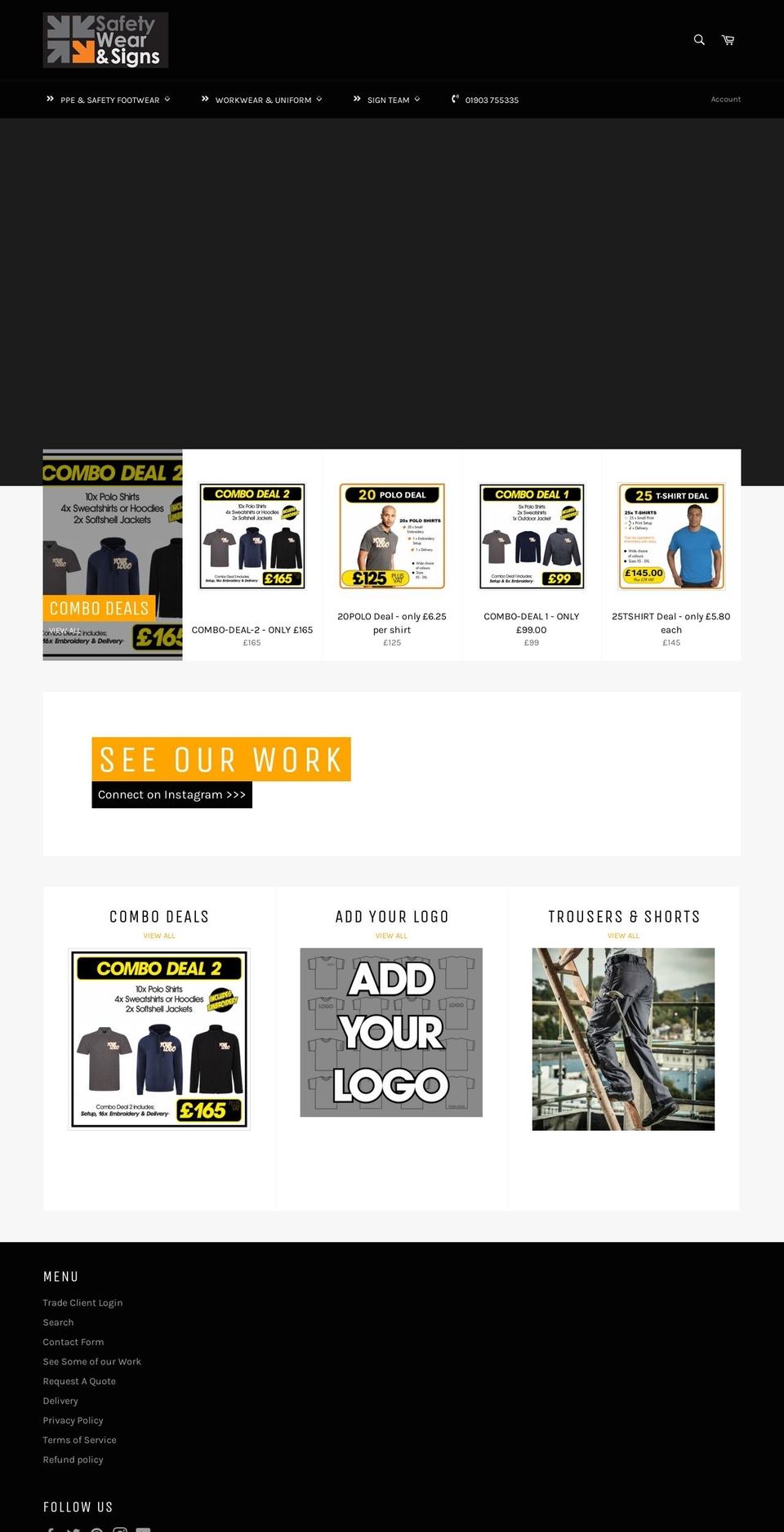 safetywearandsigns.co.uk shopify website screenshot