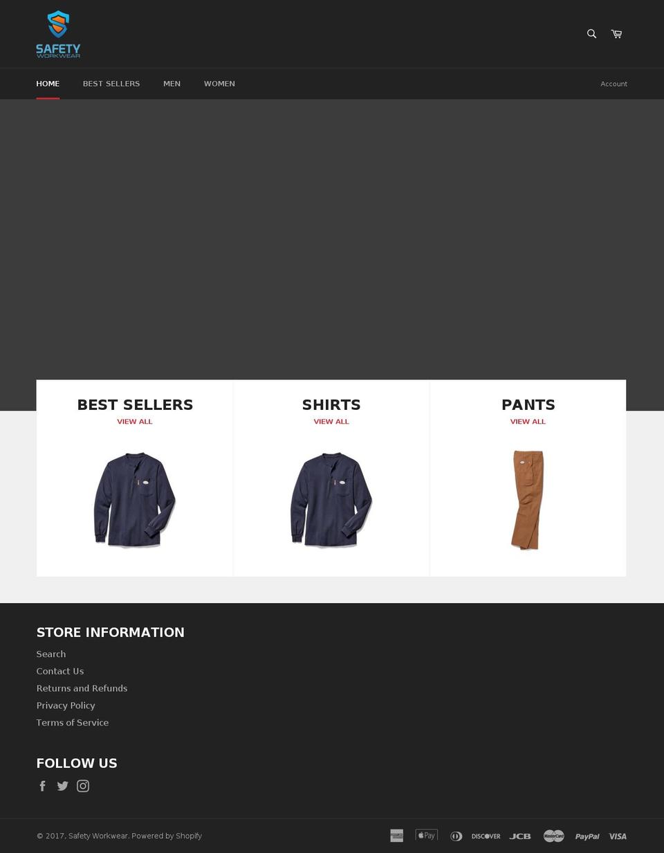 safetyworkwearstore.com shopify website screenshot