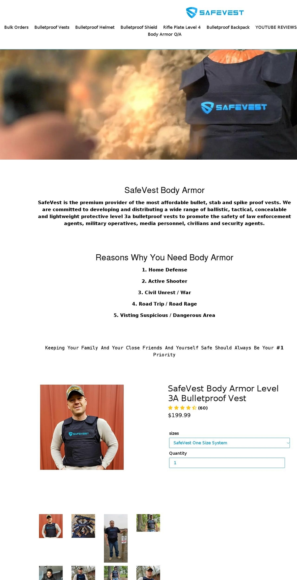 safevest.org shopify website screenshot