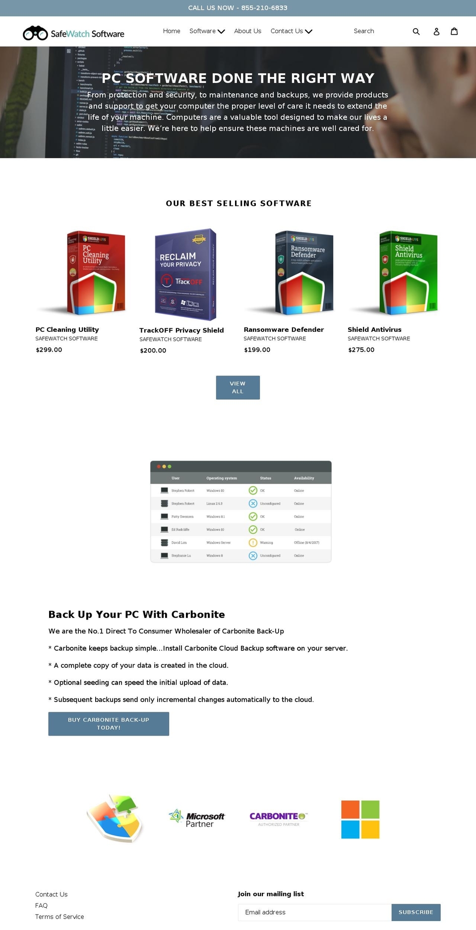 safewatchsoftware.com — Shopify storefront screenshot