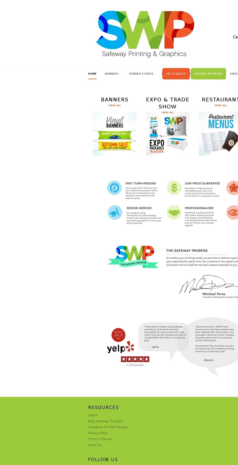 safewayprinting.com shopify website screenshot