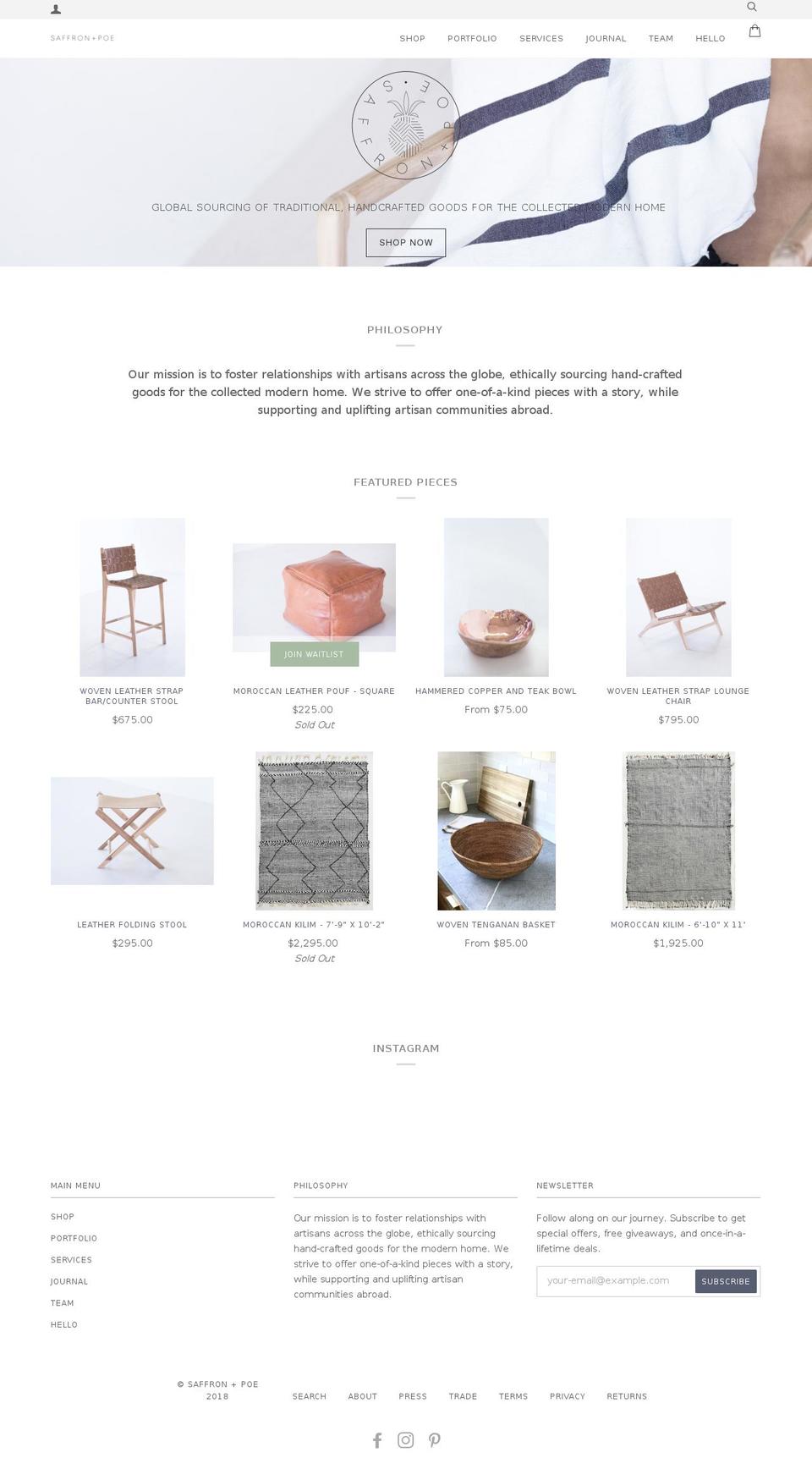 saffronandpoe.com shopify website screenshot