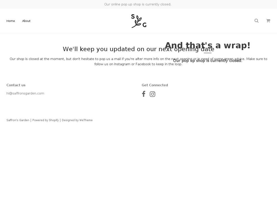 saffronsgarden.com — Shopify storefront screenshot