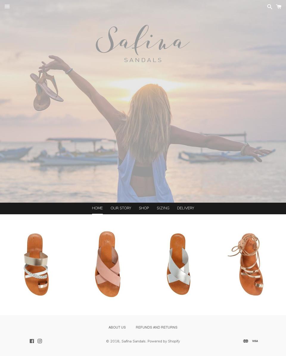 safinasandals.com.au shopify website screenshot
