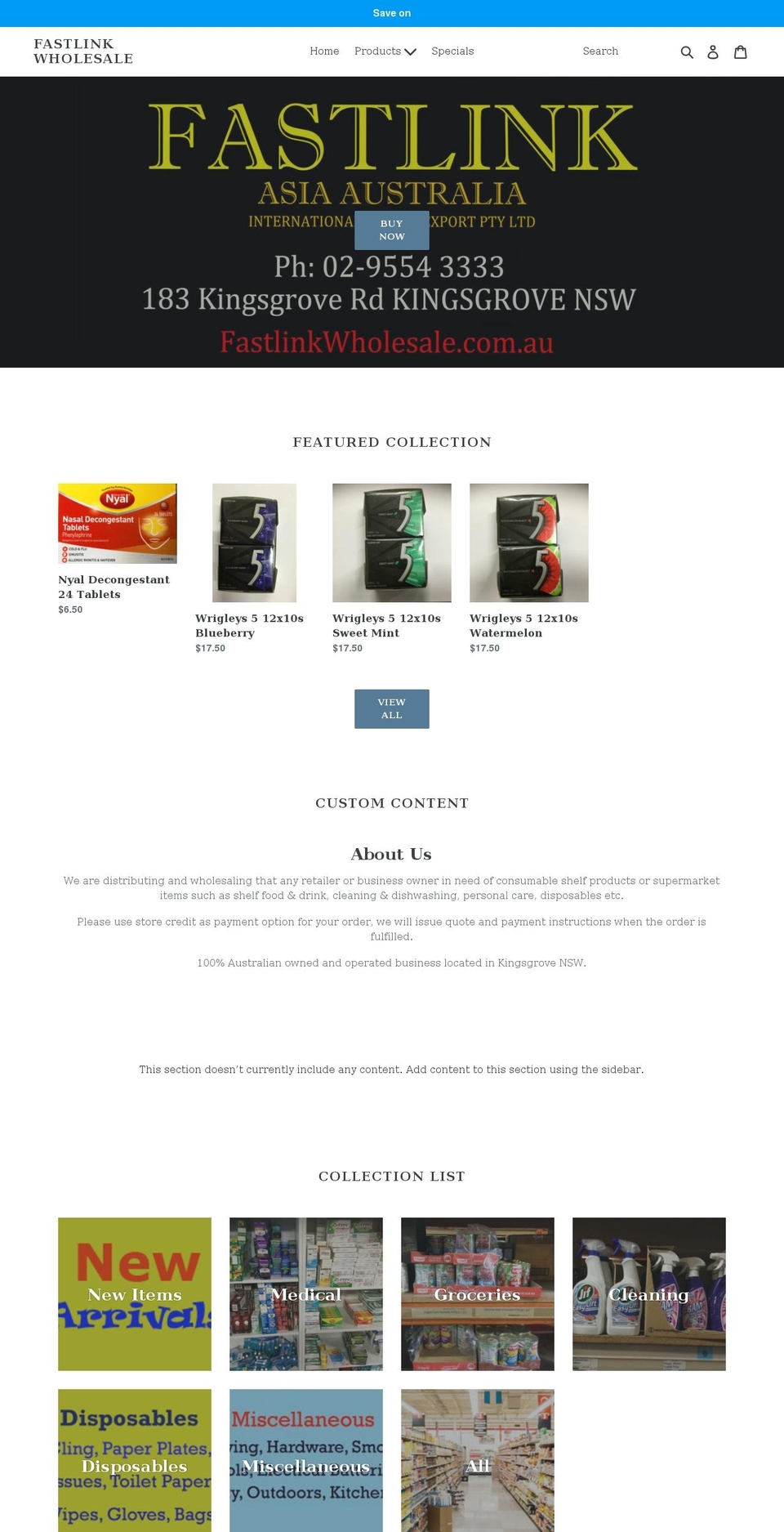 safiratrading.com.au shopify website screenshot
