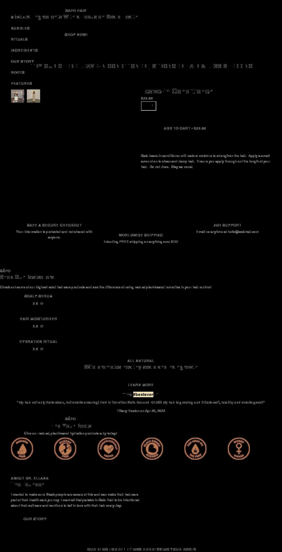 safohair.com shopify website screenshot