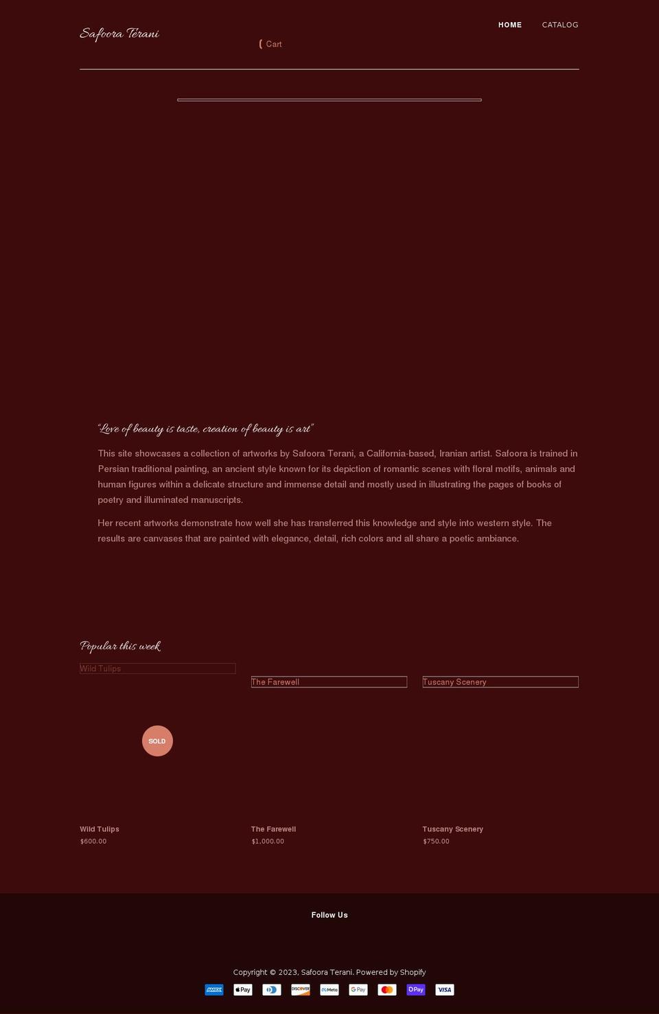 safooraterani.com shopify website screenshot