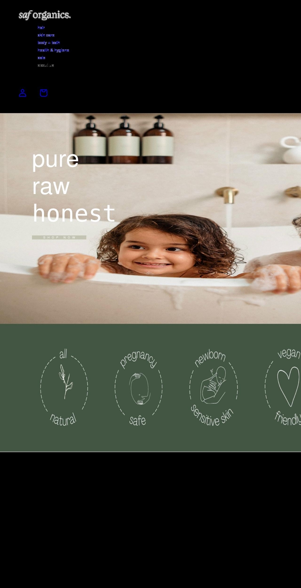saforganics.com.au shopify website screenshot