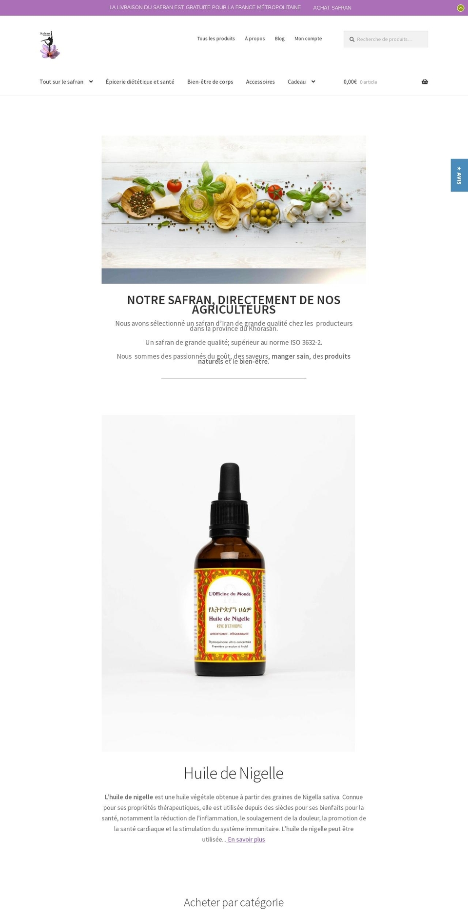 safranbienetre.com — Shopify storefront screenshot