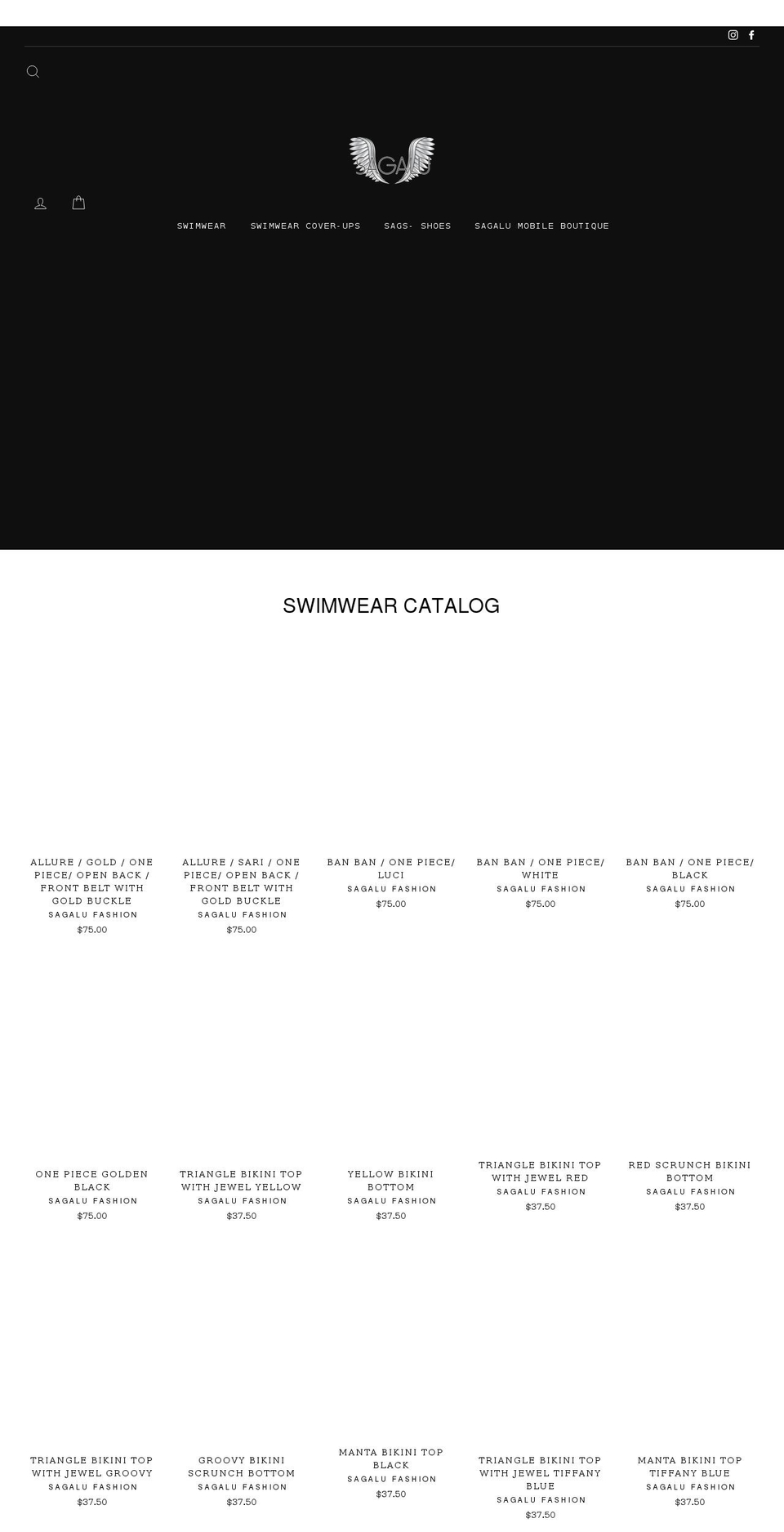 sagalufashion.com shopify website screenshot