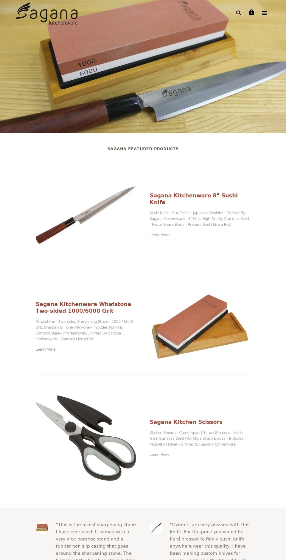 saganakitchenware.com shopify website screenshot