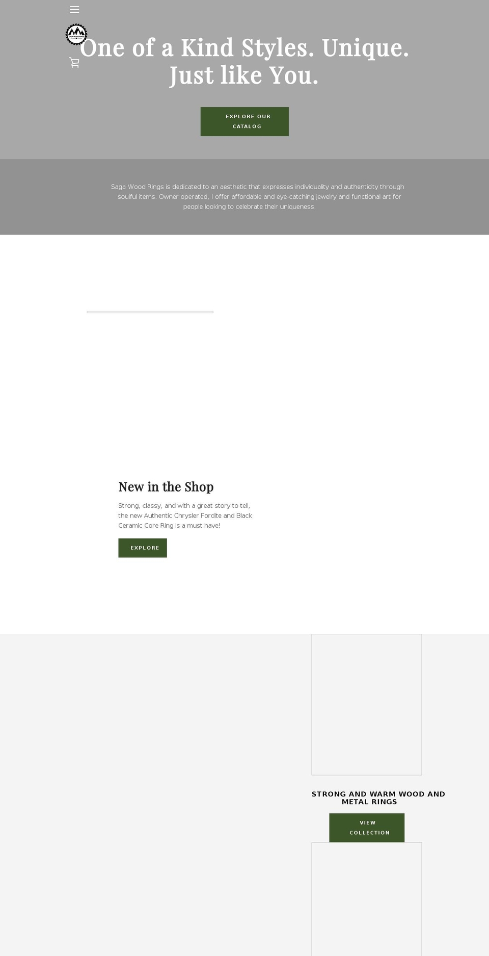 sagawoodrings.com — Shopify storefront screenshot