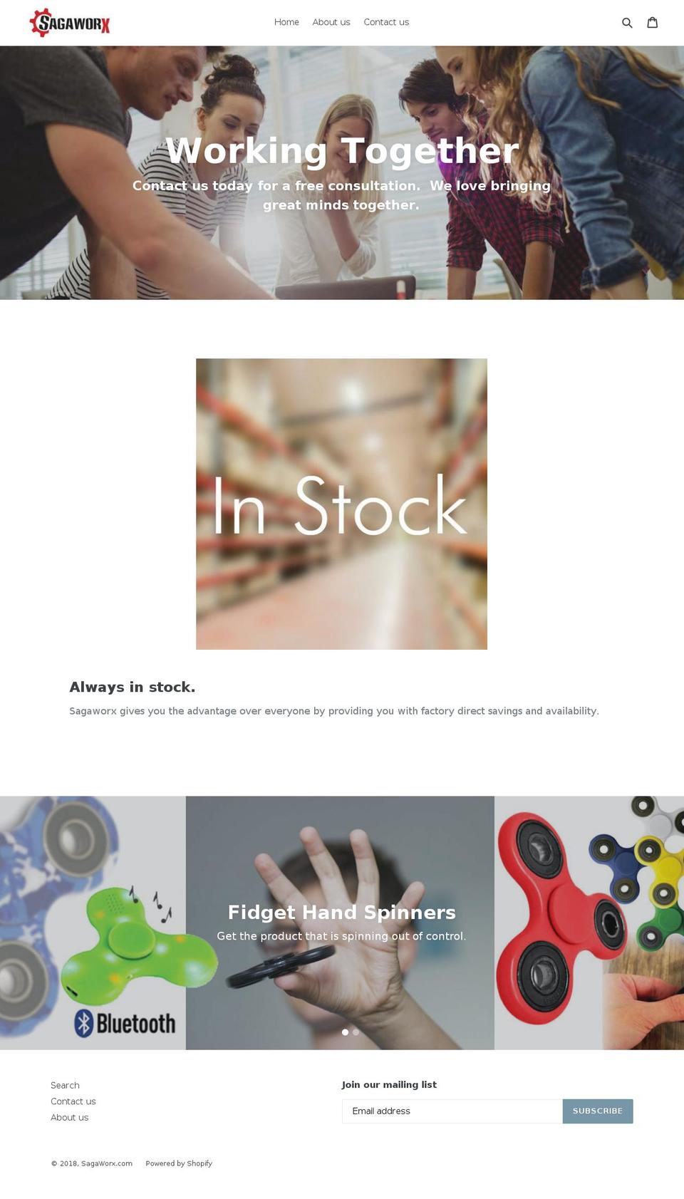 sagaworx.com — Shopify storefront screenshot