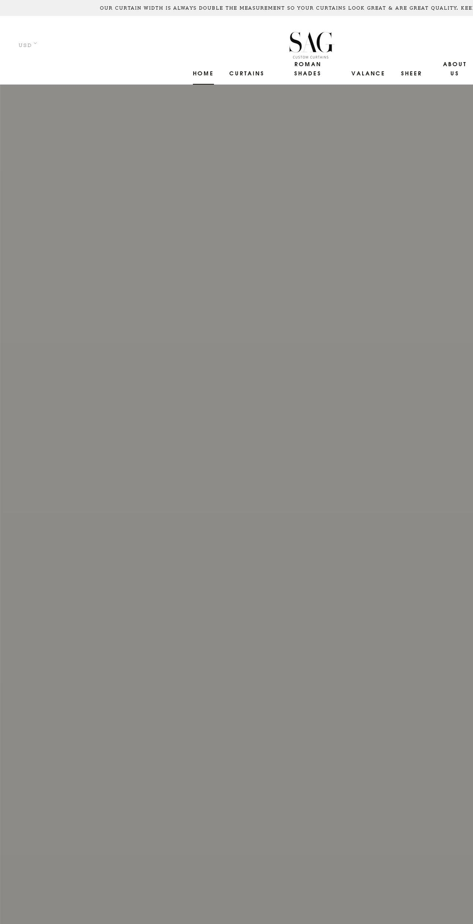 sagcustomcurtains.com shopify website screenshot